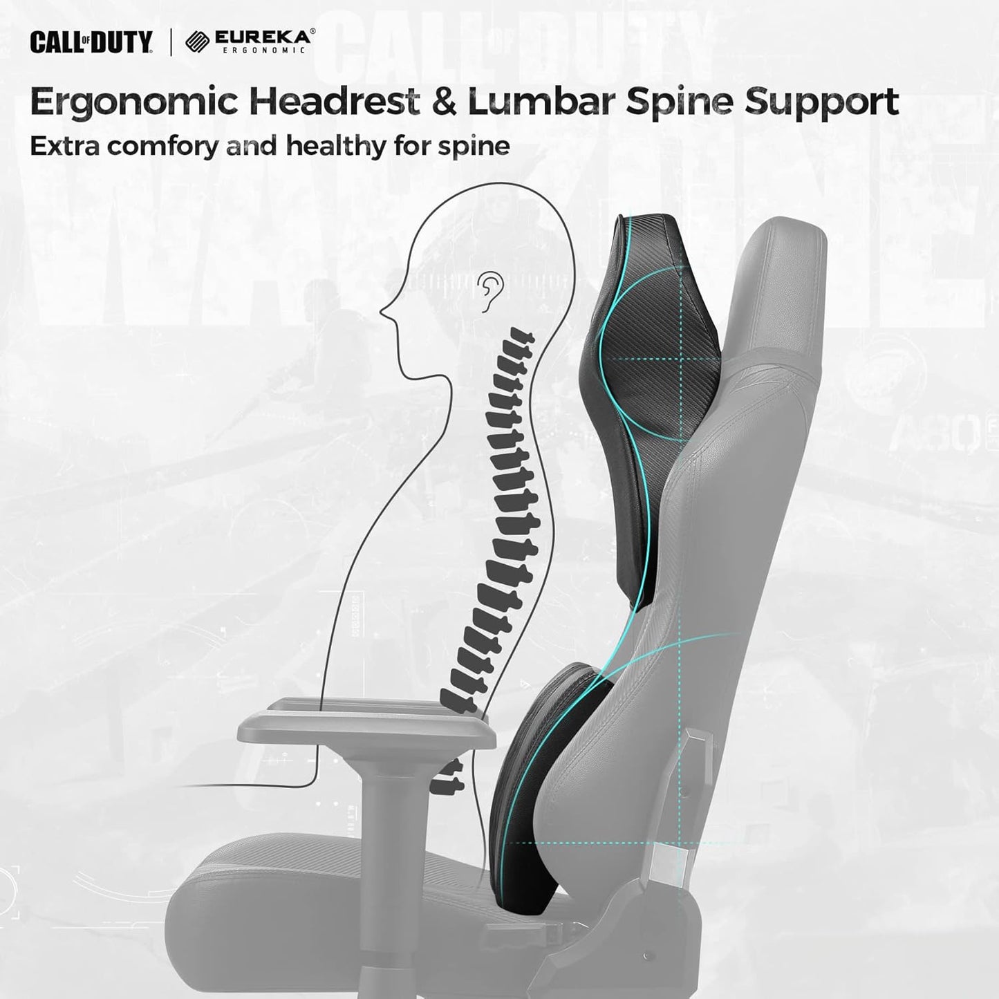 & Call of Dutyⓡ Gaming Chair,Gamer Chair Ergonomic PC E-Sports Chairs with Memory Foam Headrest and Lumbar Pillow Support 4D Adjustable Armrest Video Game Chairs for Adults,Black