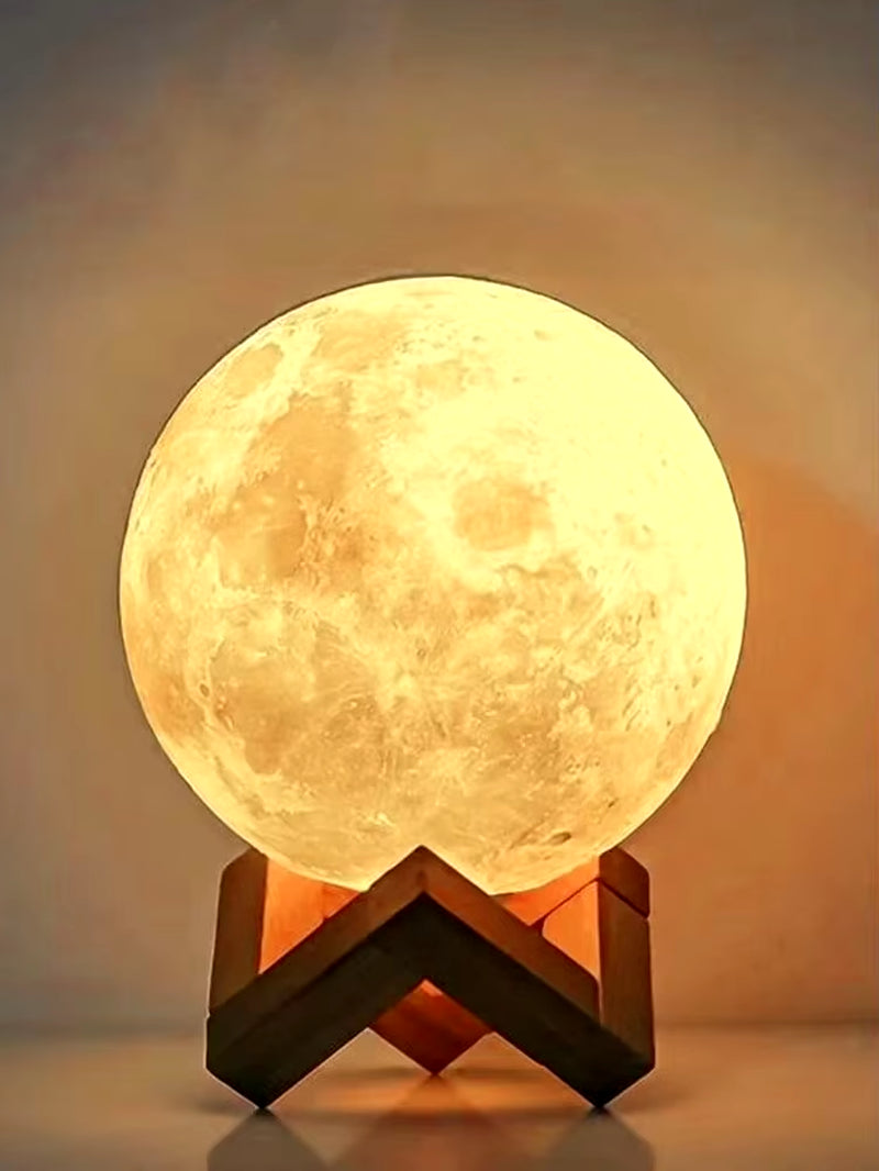8Cm Moon Lamp LED Night Light Battery Powered with Stand Starry Lamp Bedroom Decor Night Lights Kids Gift Moon Lamp