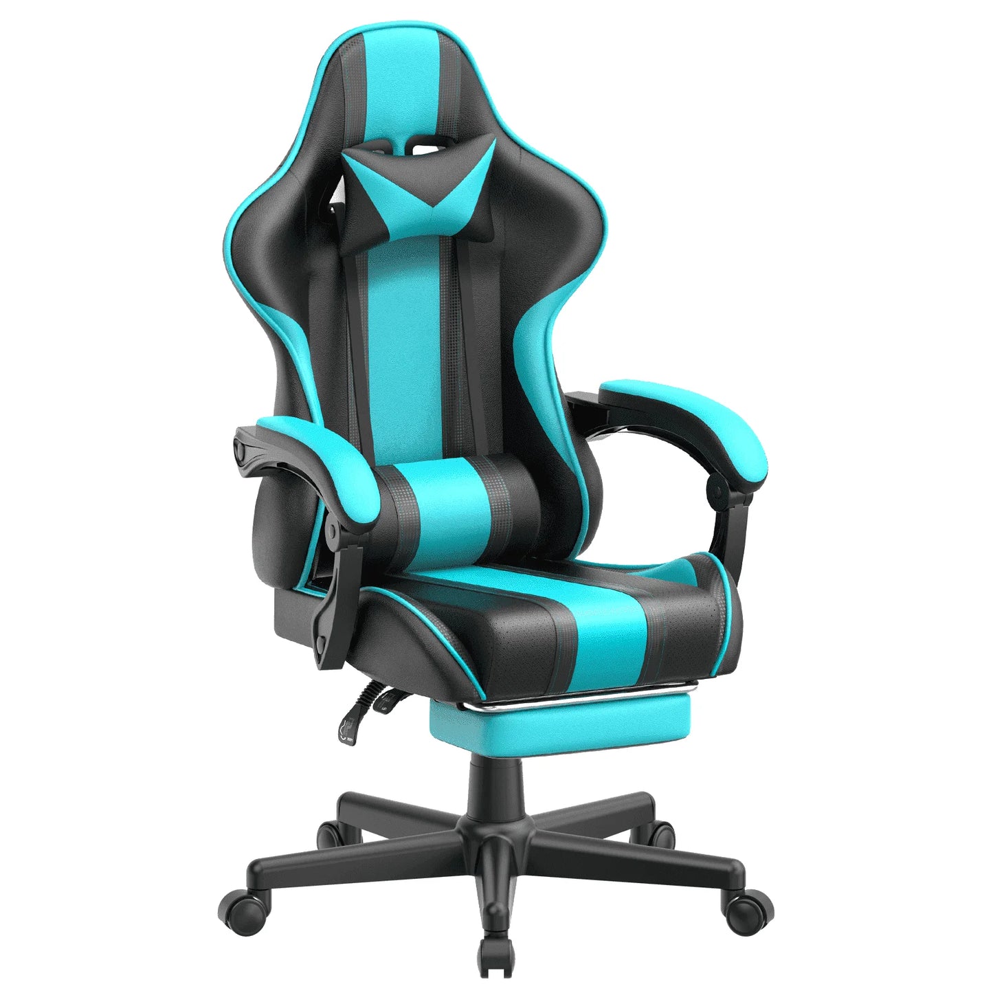Gaming Chair Office Chair, Ergonomic Gamer Game Chair with Footrest & Massage Lumbar Pillow, Reclining Computer Chair for Adults Kids, Blue