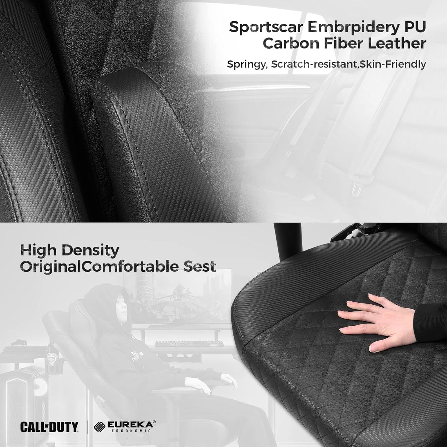 & Call of Dutyⓡ Gaming Chair,Gamer Chair Ergonomic PC E-Sports Chairs with Memory Foam Headrest and Lumbar Pillow Support 4D Adjustable Armrest Video Game Chairs for Adults,Black