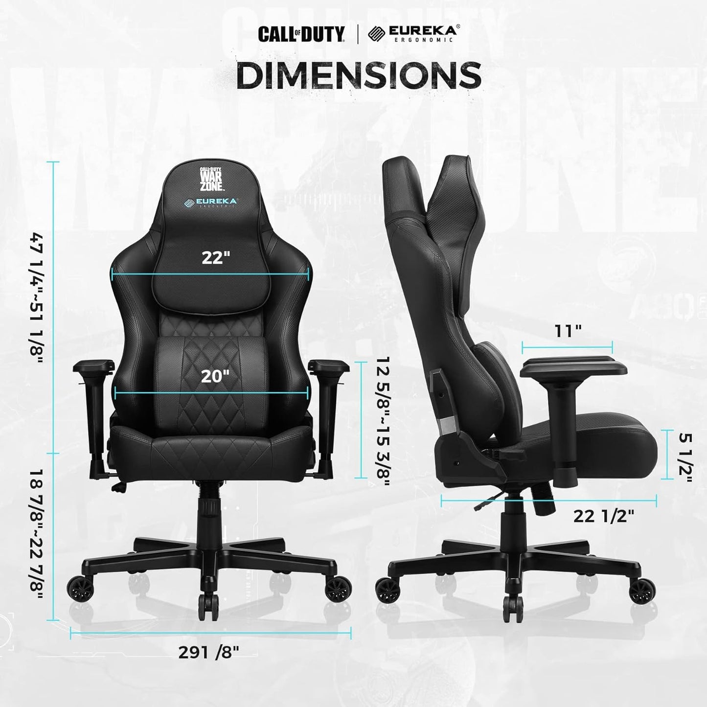& Call of Dutyⓡ Gaming Chair,Gamer Chair Ergonomic PC E-Sports Chairs with Memory Foam Headrest and Lumbar Pillow Support 4D Adjustable Armrest Video Game Chairs for Adults,Black