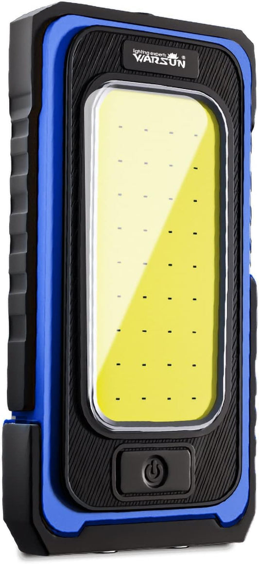 Led Work Light Rechargeable, Portable Magnetic Work Light, LED Flood Light Waterproof for Outdoor Camping Hiking Emergency Car Repair (USB Charging, Blue)