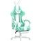 Chair Leather Gaming Chair with Footrest and Massage Lumbar Support, Light Green