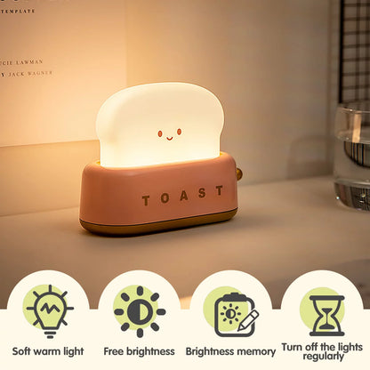 Ktcina Cute Bread Night Light Usb Rechargable Desk Lamp Bedroom Bedside Sleep Light Reading Light for Office Bedroom Living Room