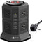 Power Strip Tower Gaming Surge Protector -  8 AC Outlets 4.5A 4 USB Ports Desktop Charging Station with 10Ft Extension Cord for PC Laptops Iphone Mobile Device Home Office (Black)