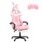 Pink Gaming Chair with Footrest, Ergonomic Office Chair with Lumbar Pillow & Adjustable Headrest Support, Gamers Game Chair, Pink and White