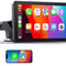 Portable 7 Inch Wireless Apple Carplay & Android Auto, 1080P HD Touchscreen GPS Navigation Car Stereo, Car Radio Receiver with Bluetooth, Mirror Link, FM, Siri