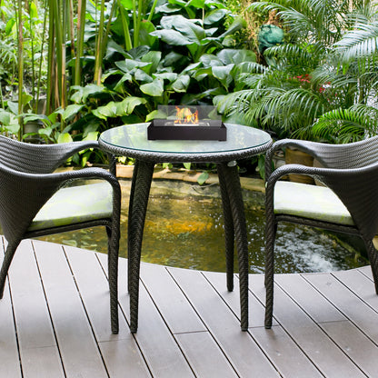 Bio Ethanol Rectangular Indoor or Outdoor Ventless Fireplace with 360-View (Black)
