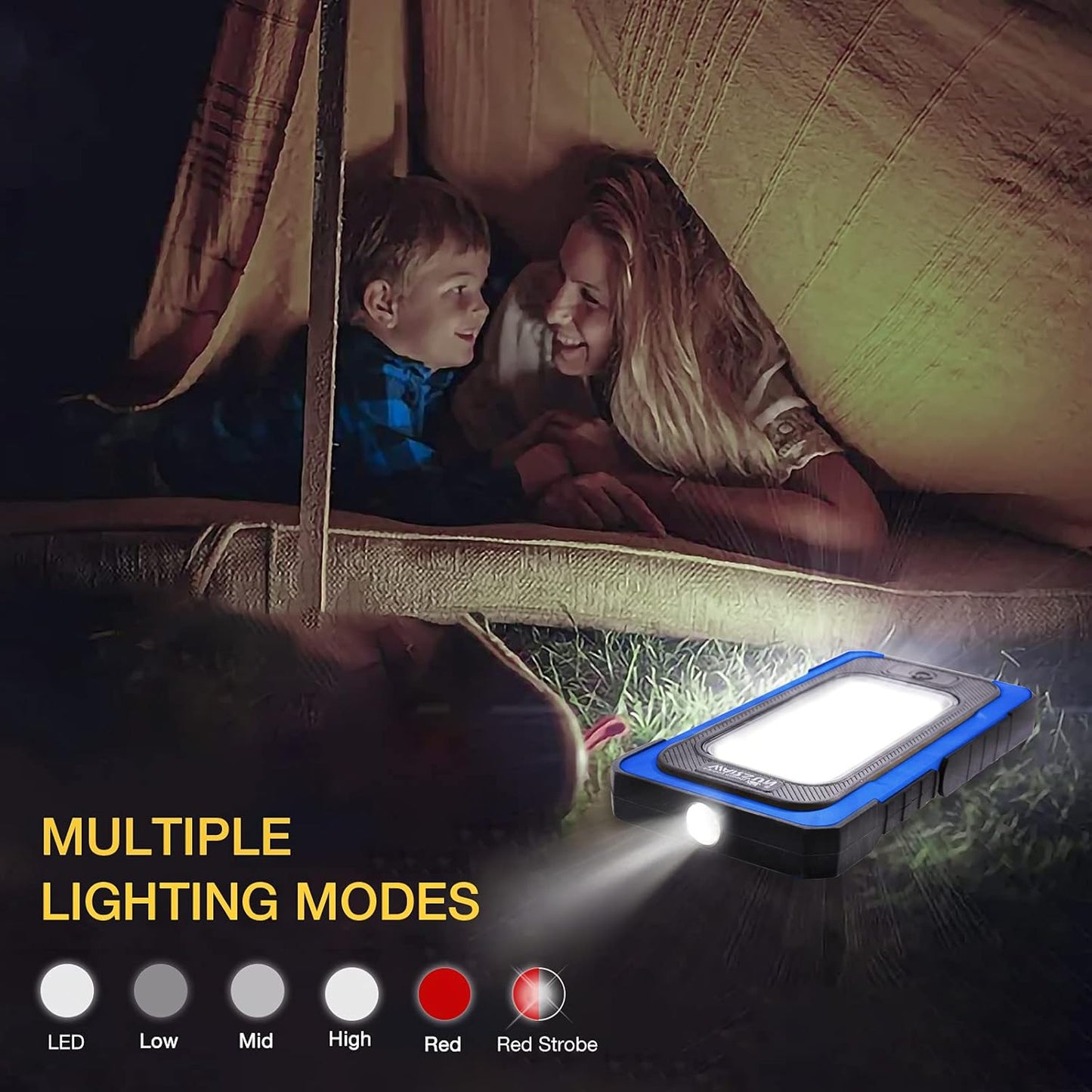 Led Work Light Rechargeable, Portable Magnetic Work Light, LED Flood Light Waterproof for Outdoor Camping Hiking Emergency Car Repair (USB Charging, Blue)