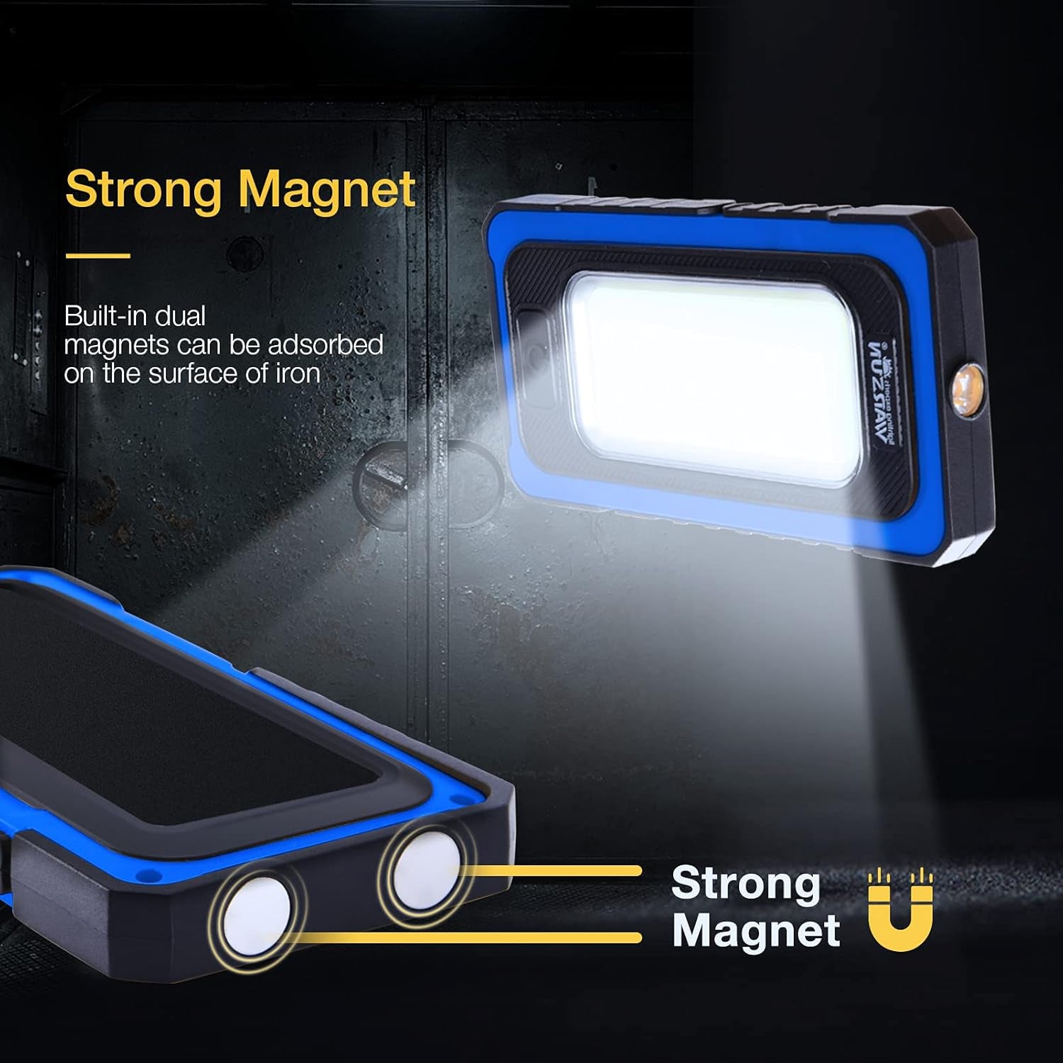 Led Work Light Rechargeable, Portable Magnetic Work Light, LED Flood Light Waterproof for Outdoor Camping Hiking Emergency Car Repair (USB Charging, Blue)